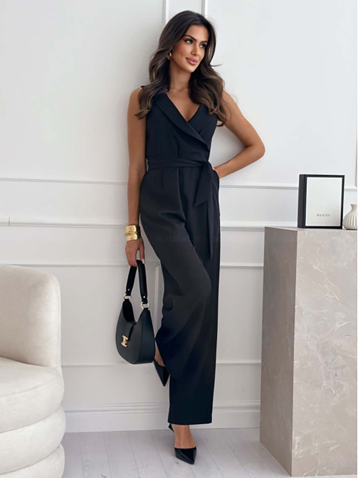 Women's Sleeveless Jumpsuit Wide Leg Comfortable Fit - Nocini