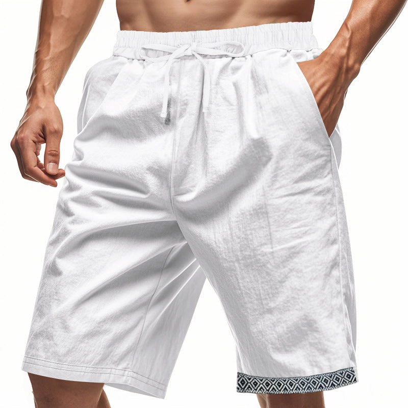 Relaxed Fit Linen Shorts with Adjustable Waistband - Nocini