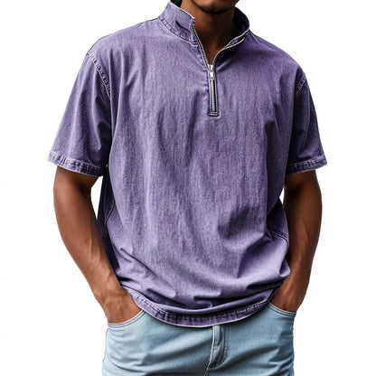 Men's Slim Fit Short Sleeve Zip Shirt - Nocini