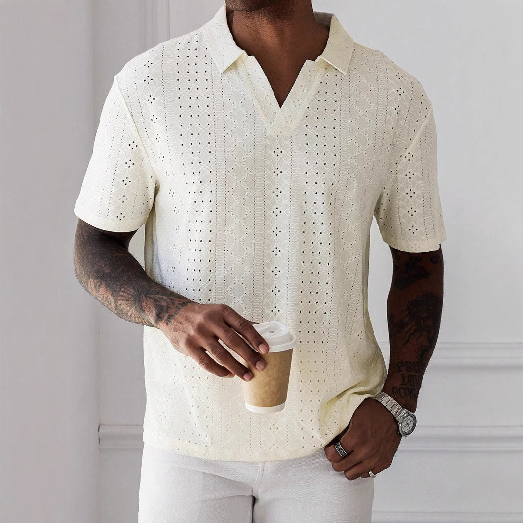 Men's Casual V-Neck Tee Soft Breathable Top - Nocini