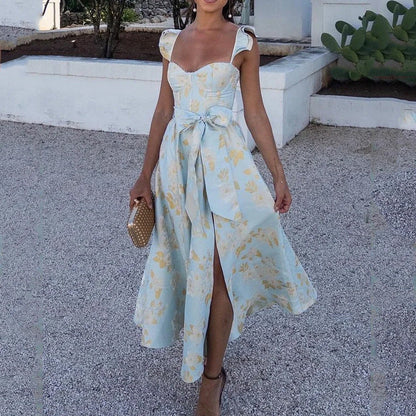 Flowy Summer Maxi Dress with Floral Pattern - Nocini