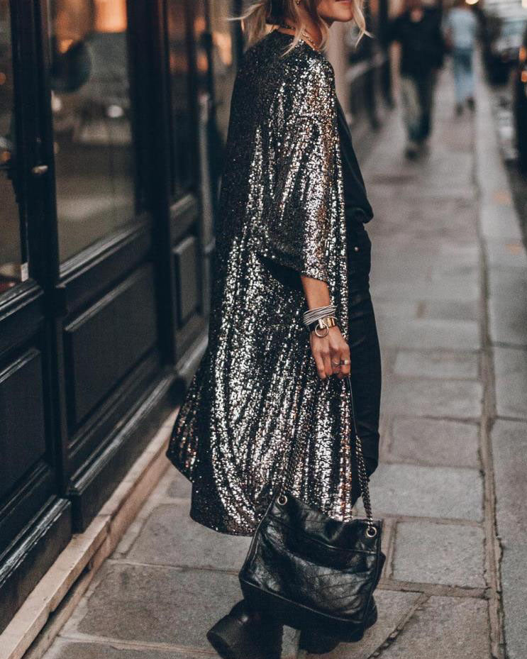Casual Sparkly Open Front Cardigan - Nocini