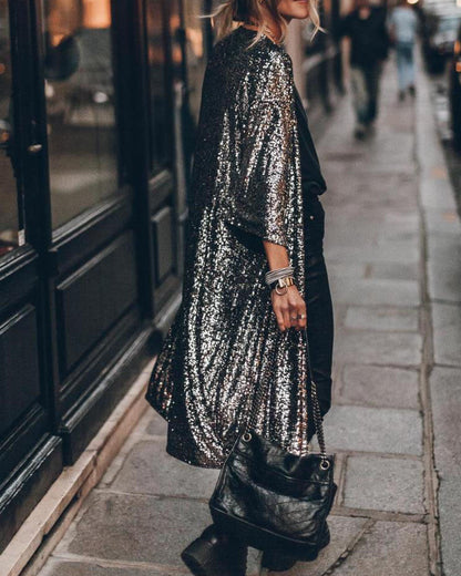 Casual Sparkly Open Front Cardigan - Nocini