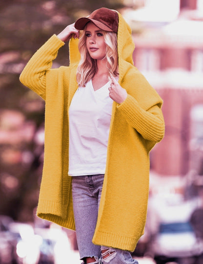 Cozy Women's Open Front Knit Cardigan Sweatshirt