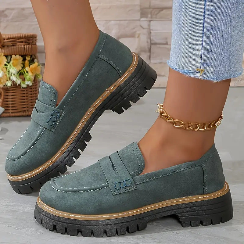 Comfortable Slip On Loafers - Thick Sole Casual Shoes