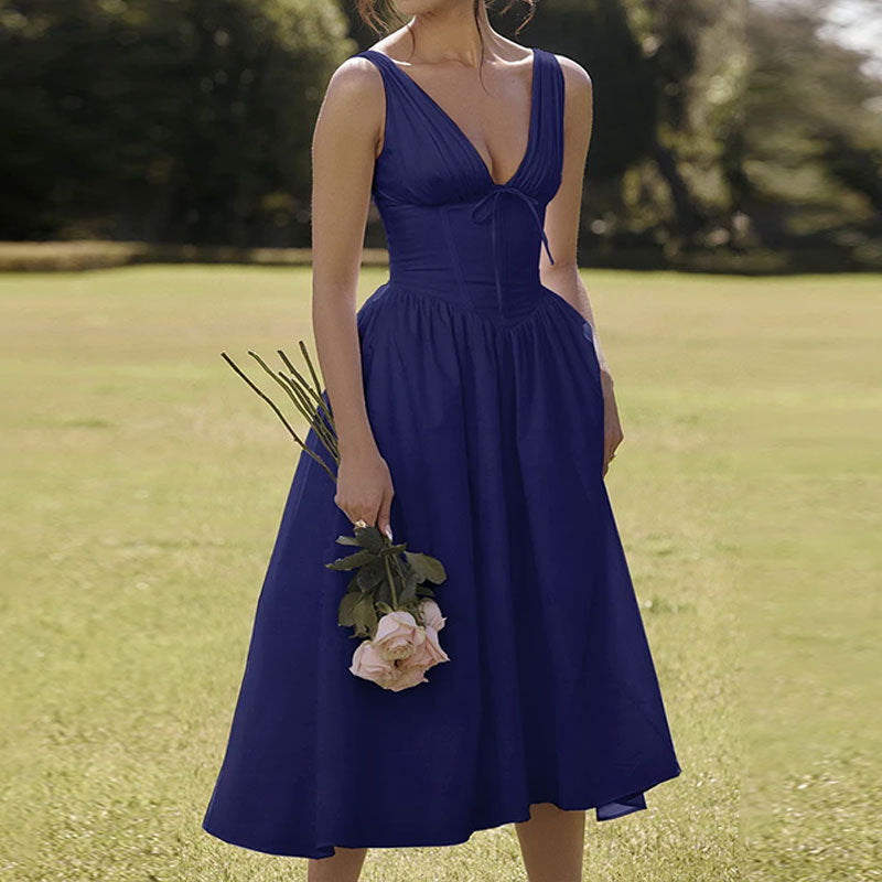Casual Floral V-Neck Spaghetti Strap Dress