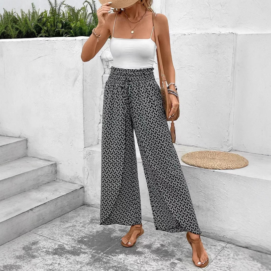 Comfortable Floral Print Wide Leg Pants