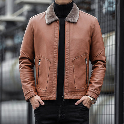 Classic Fit Men's Leather Zip Jacket