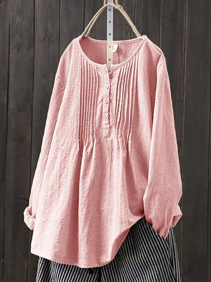 Comfortable Women's Loose Fit Blouse with Buttons