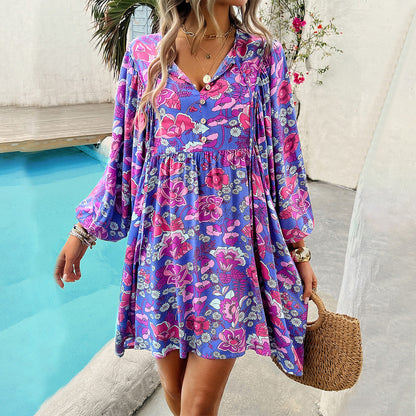 Comfortable Women's Floral Long Sleeve Dress - Nocini