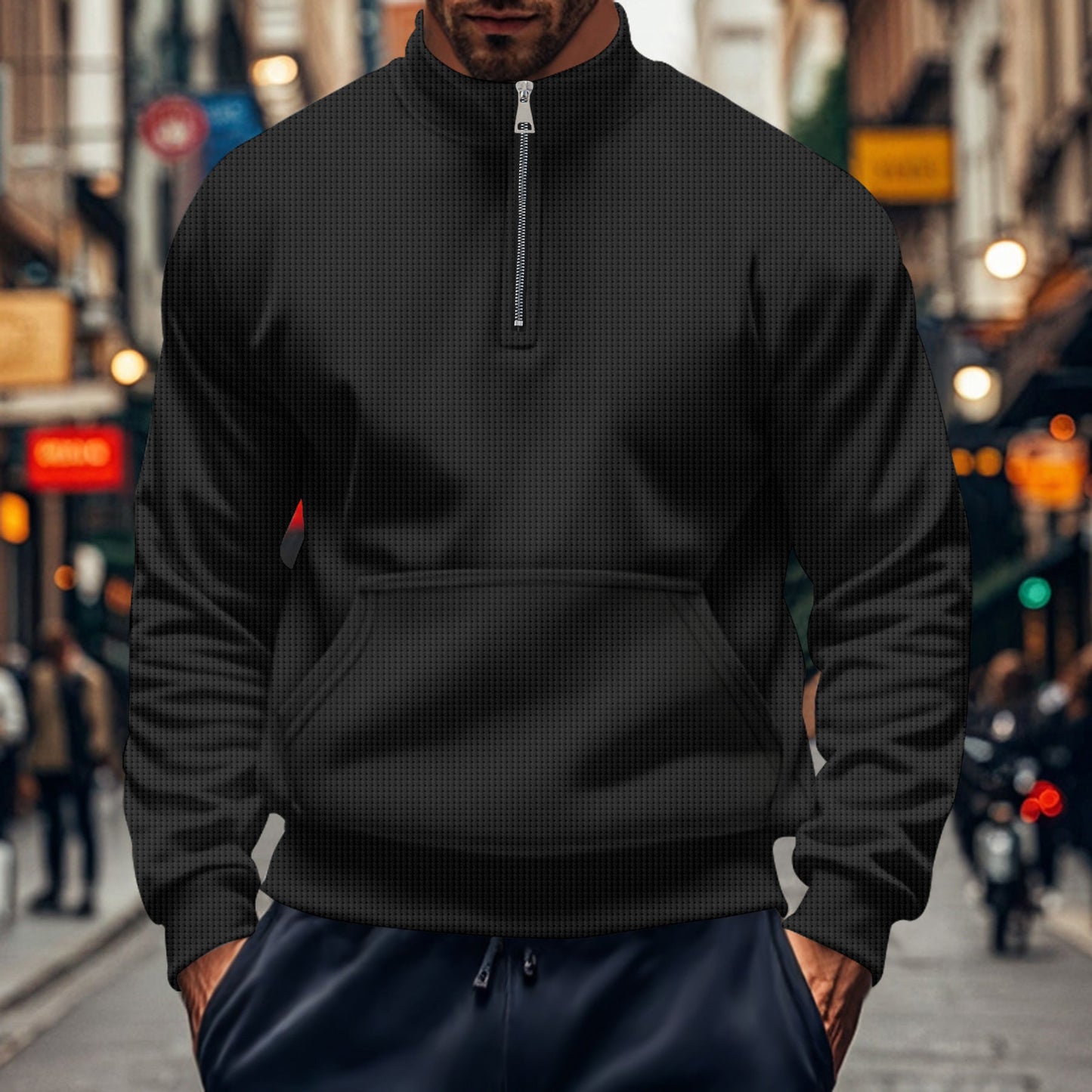 Casual Men's Cotton Zip Up Sweatshirt