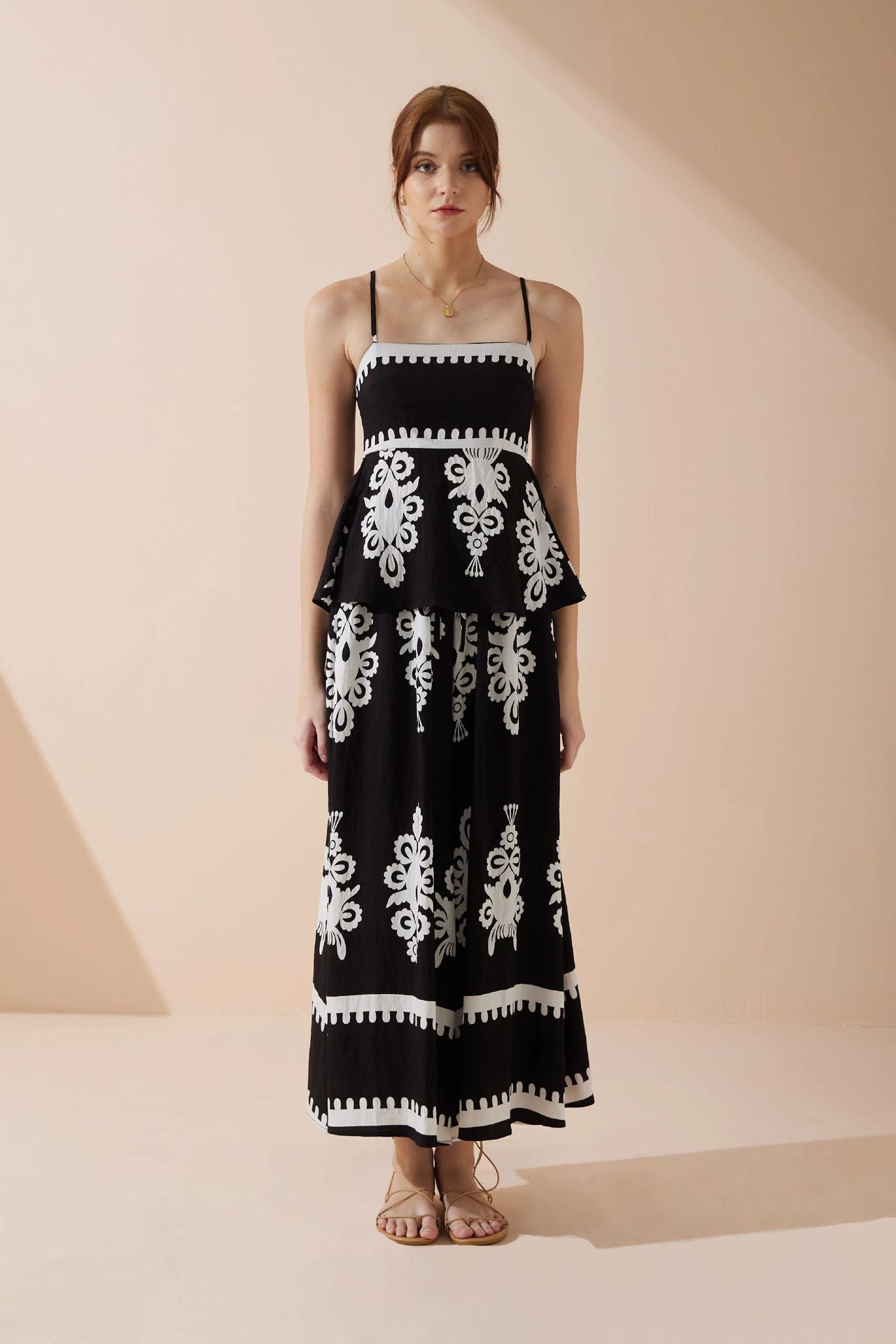 Summer Cotton Peplum Top and Skirt Set