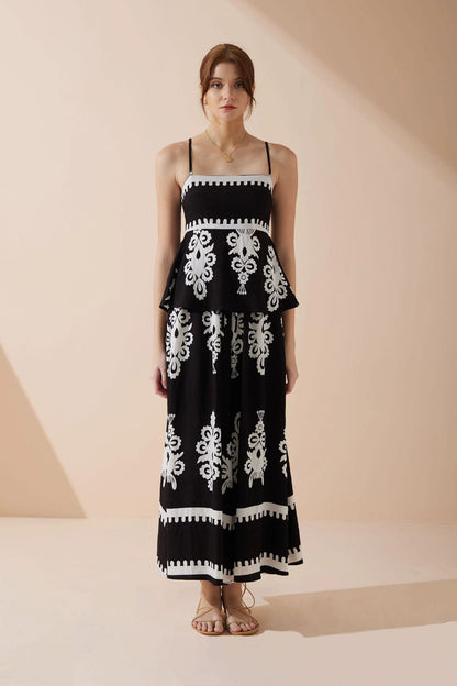 Summer Cotton Peplum Top and Skirt Set