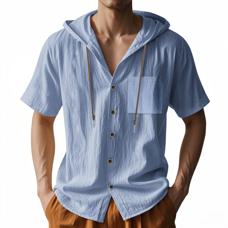 Casual Linen Hoodie Shirt for Men - Nocini