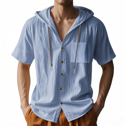 Casual Linen Hoodie Shirt for Men - Nocini