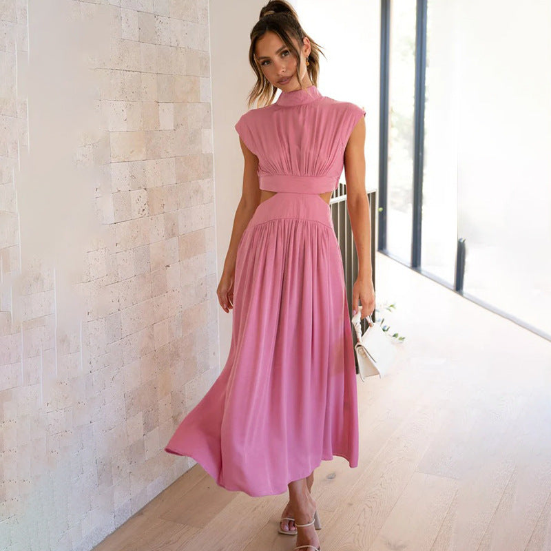Women's Bodycon Midi Dress with Cut Out Waist Detail