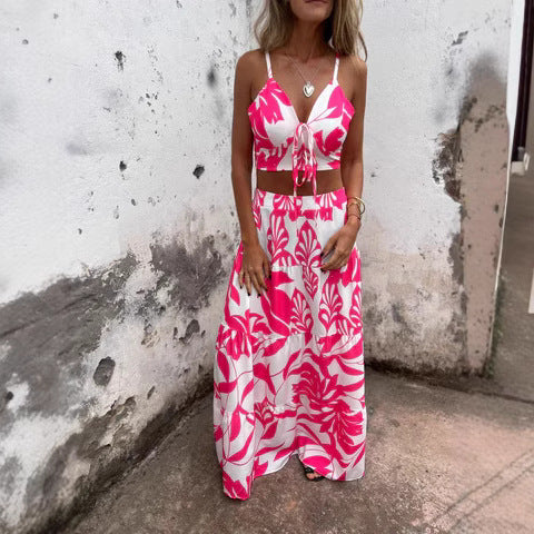 Ladies' 2-Piece – Halter Neck Top – Flowy Long Skirt – Soft Fabric - Nocini