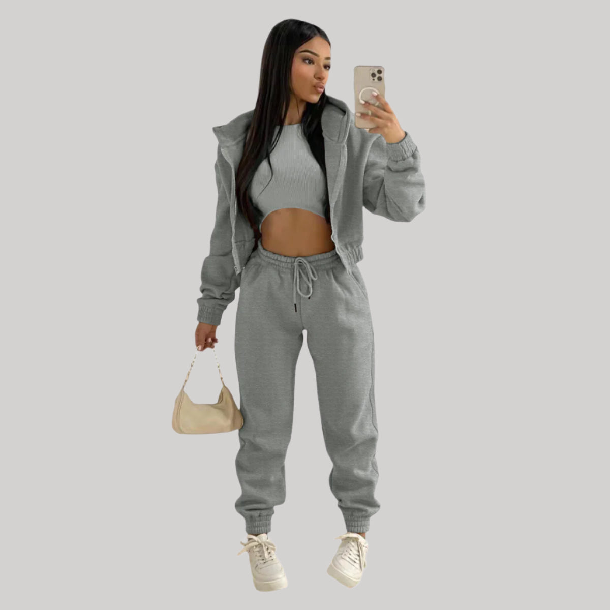 Ladies Comfortable Sporty 3 Piece Tracksuit Set
