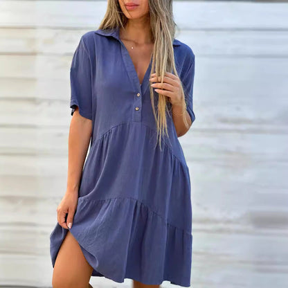 Comfortable Short Sleeve Ruffle Dress for Women