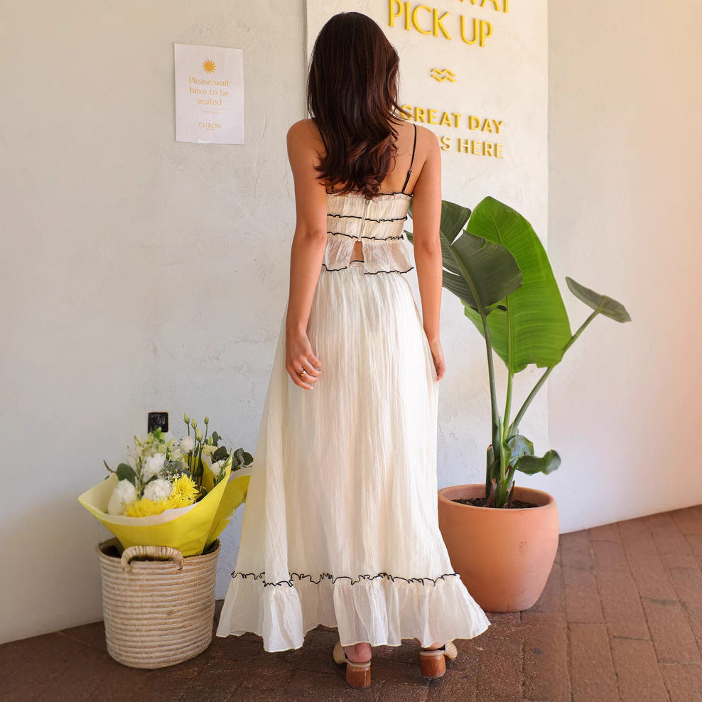 Summer Women's 2 Piece Outfit Sleeveless Top Maxi Skirt - Nocini