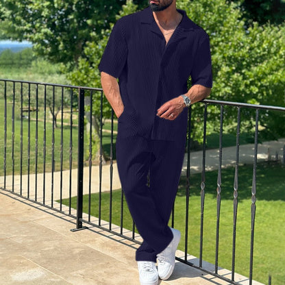 Men's Short Sleeve Shirt and Pants Set Lightweight