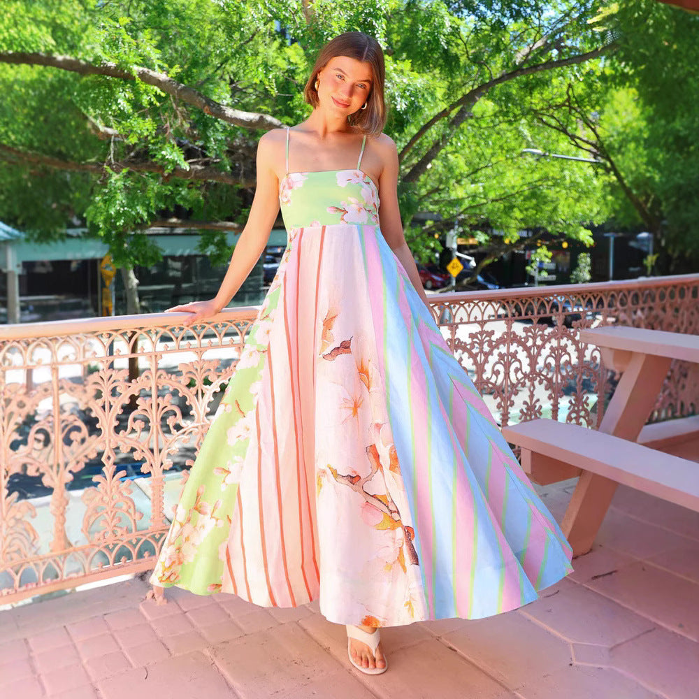 Loose Fit Maxi Dress with Floral Print - Nocini