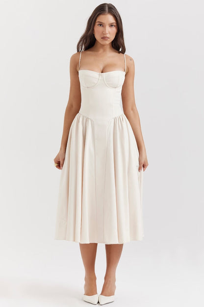 Elegant Ladies' A-Line Dress with Fitted Top