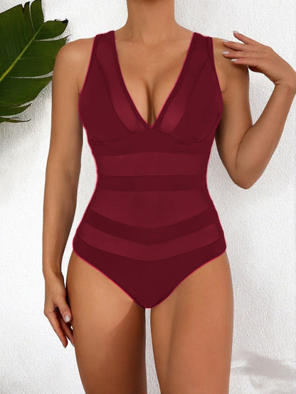 Women's Slim Fit One Piece Swimsuit Deep V Neck - Nocini