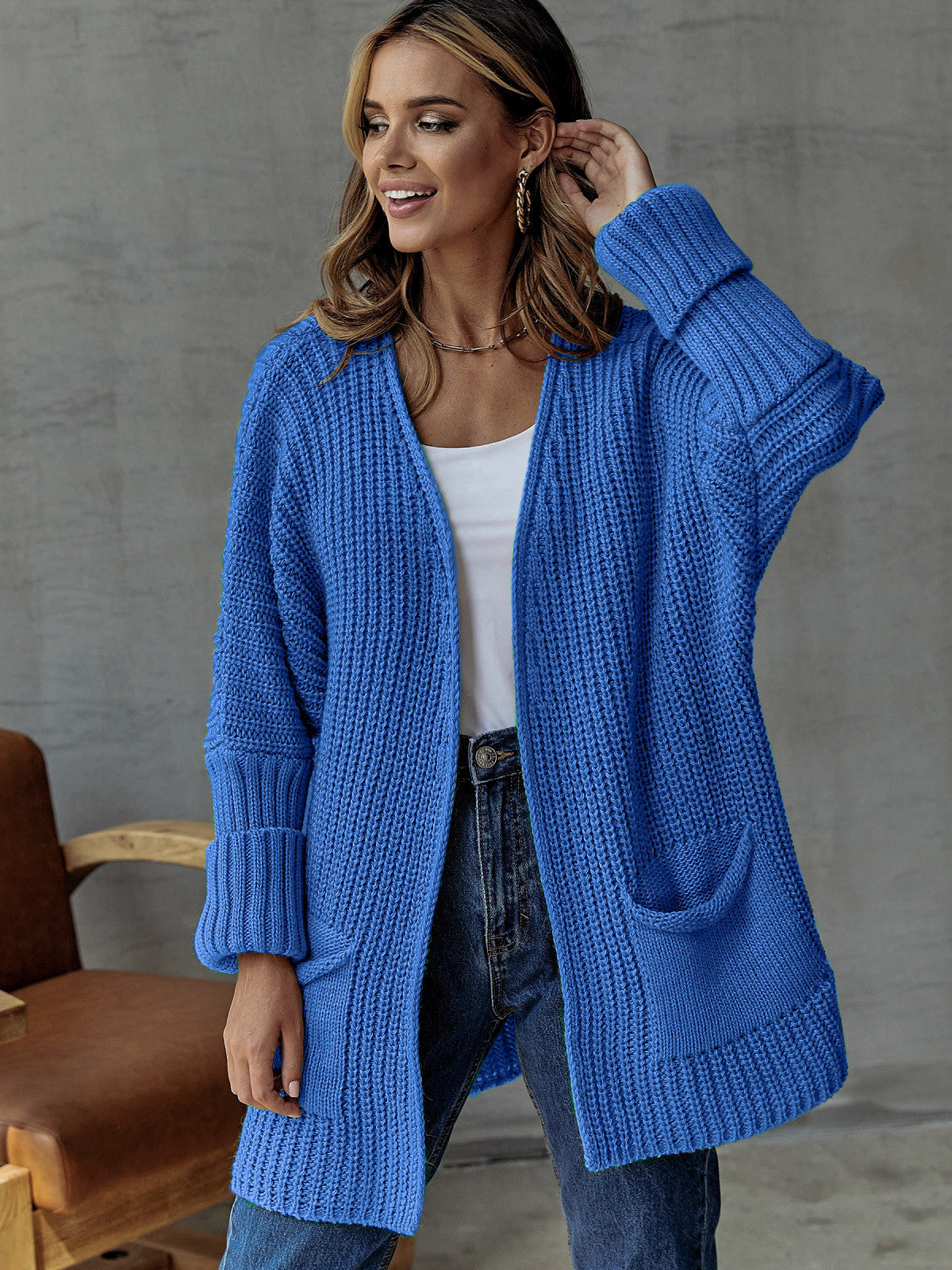 Cozy Oversized V-Neck Women's Cardigan Sweater