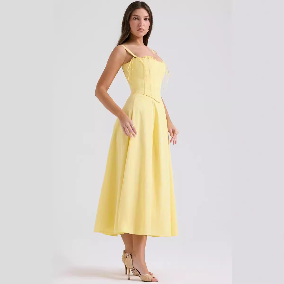 Elegant Women's Midi Slim Fit Corset Dress - Nocini