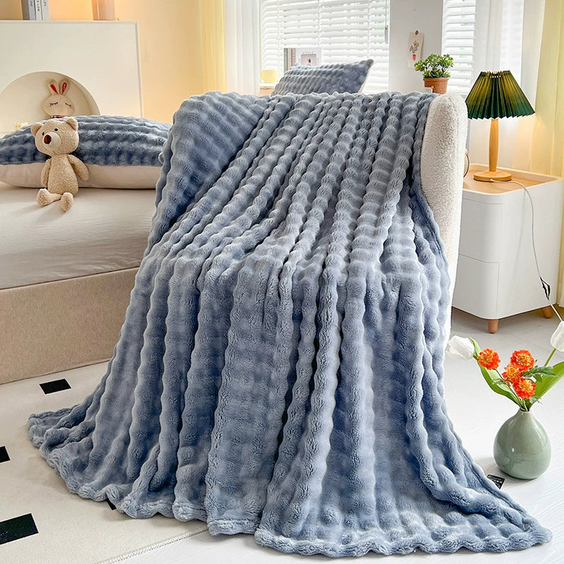 Soft Quilted Throw Blanket With Thick Texture