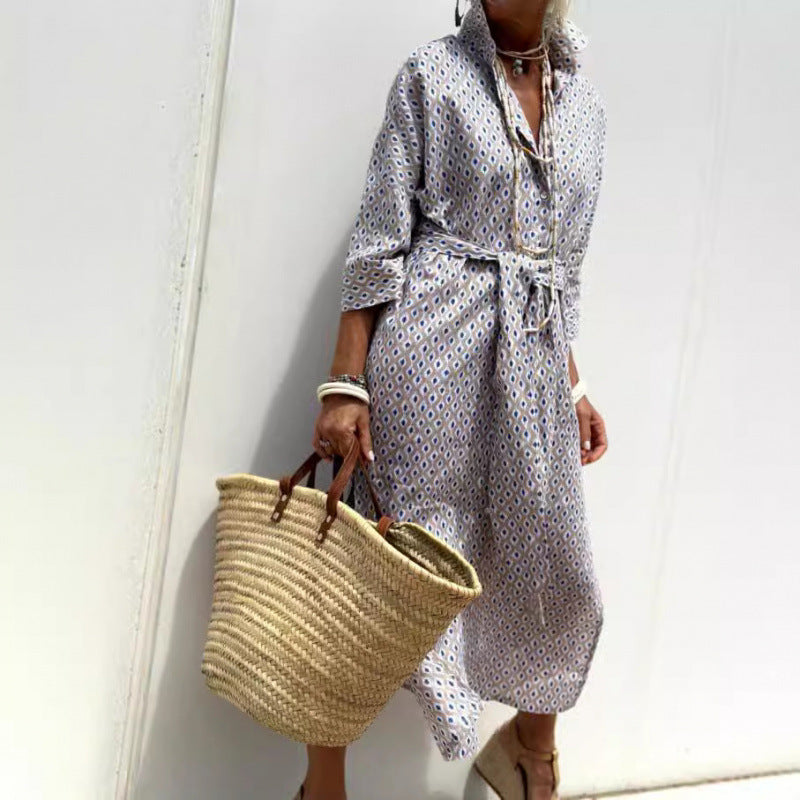 Casual Striped Button Dress for Women