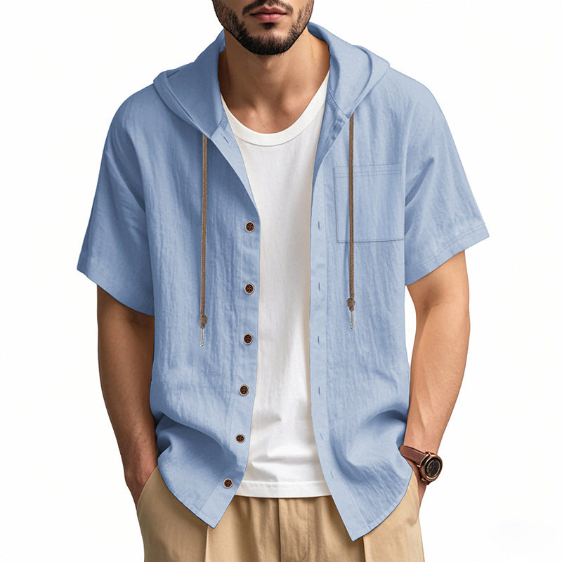 Casual Linen Hoodie Shirt for Men