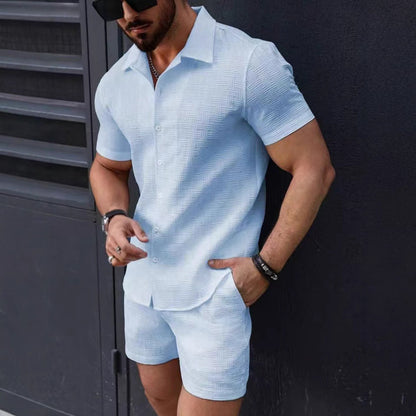Men's Summer Set - Classic Fit Shirt and Shorts - Lightweight Comfort