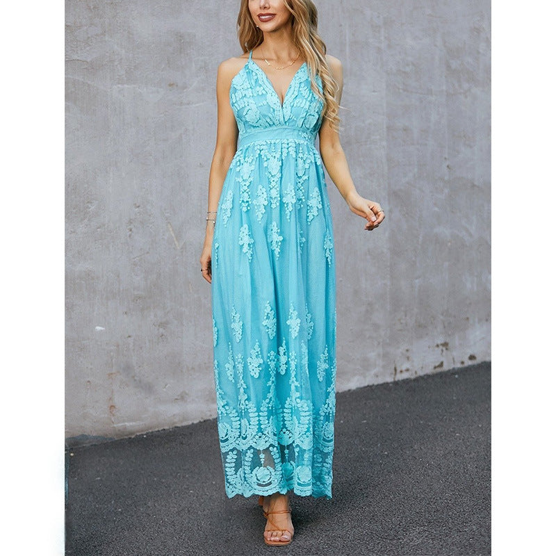 Women's Long Floral Summer Dress V-Neck Sleeveless - Nocini