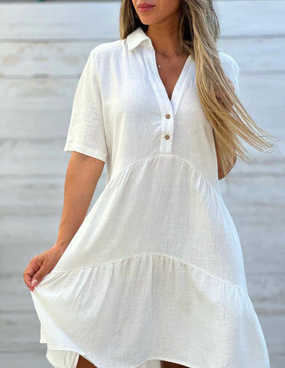 Comfortable Short Sleeve Ruffle Dress for Women