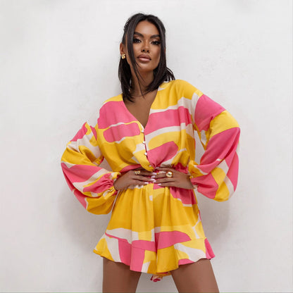 Casual V-Neck Long Sleeve Women's Jumpsuit