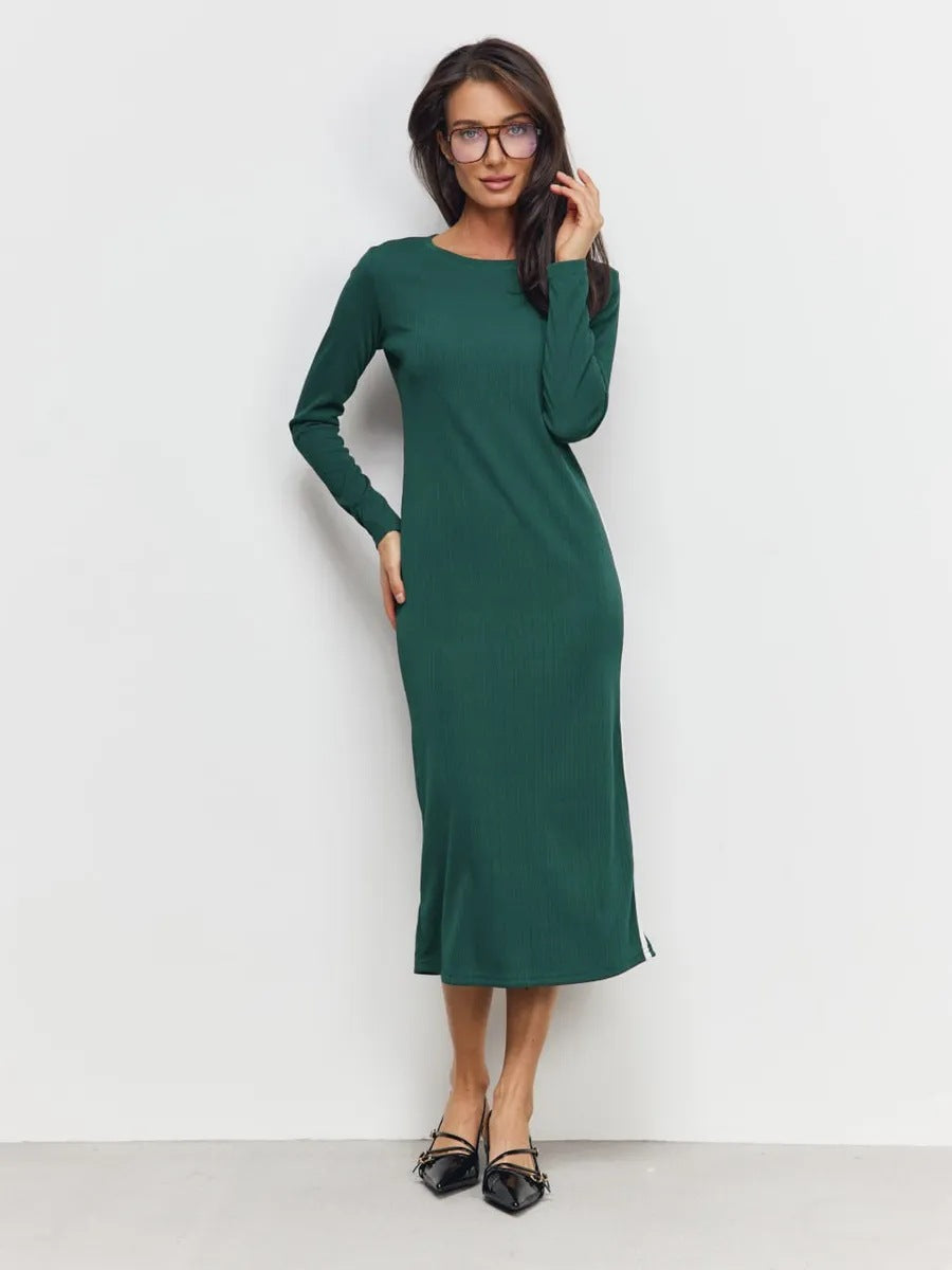 Women's Oversized Ribbed Knit Dress with Long Sleeves