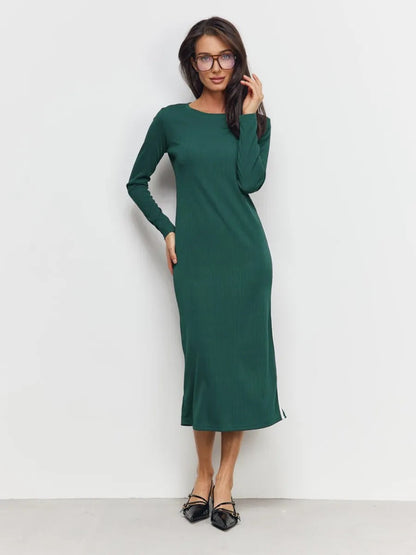 Women's Oversized Ribbed Knit Dress with Long Sleeves