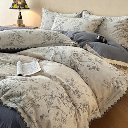 Elegant Flower Pattern Soft Bed Sheets Set