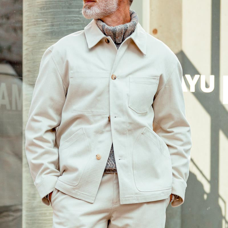 Durable Men's Cotton Work Coat with Pockets - Nocini