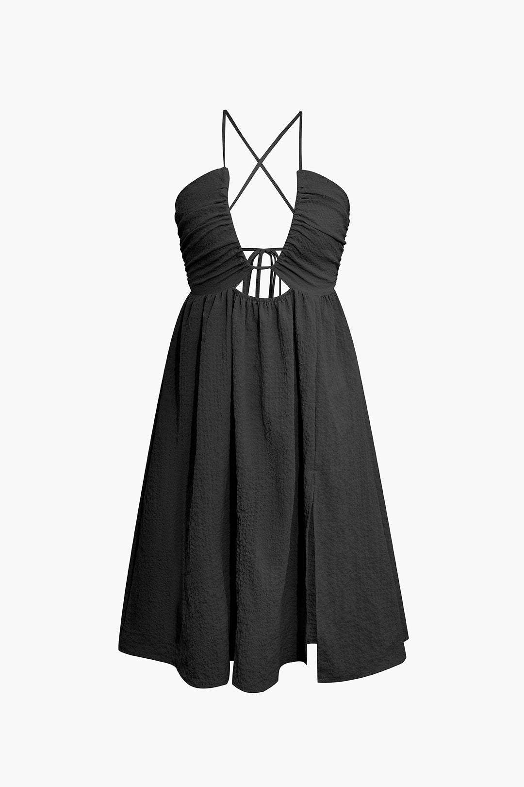 Women's Chic Midi Dress with V Neck and Cutouts
