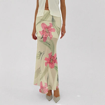 Sheer Floral Maxi Skirt - Nocini