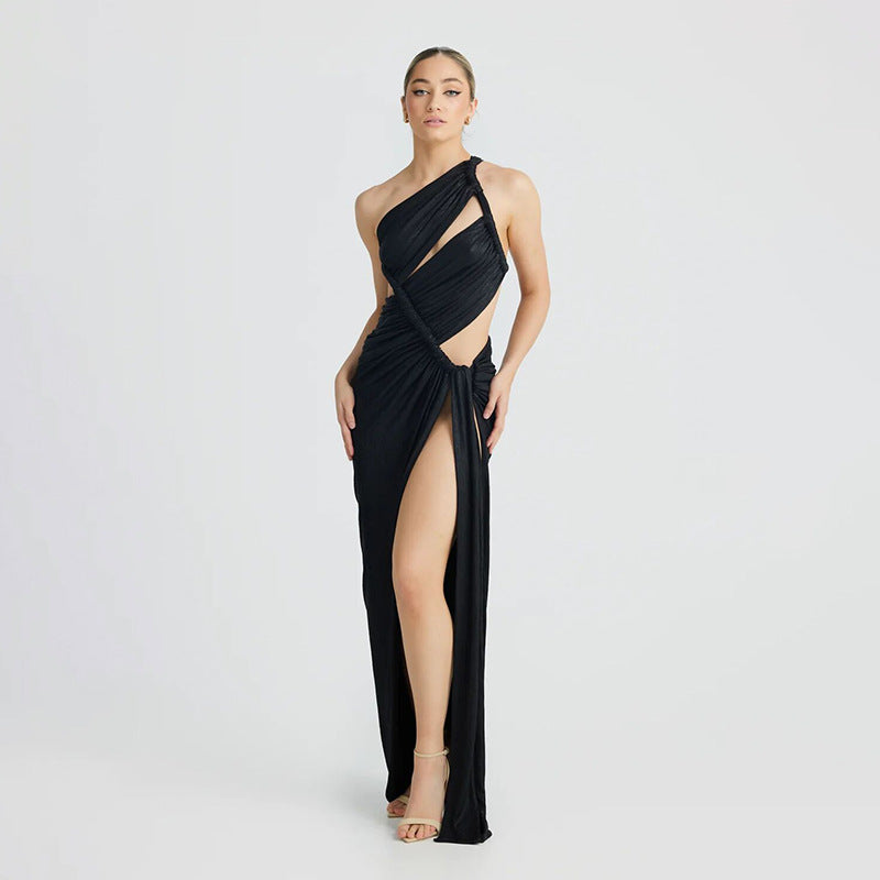 Sexy Women's Evening Gown in Silk One Shoulder Dress