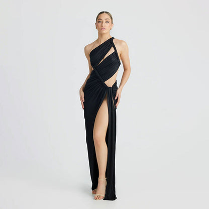 Sexy Women's Evening Gown in Silk One Shoulder Dress
