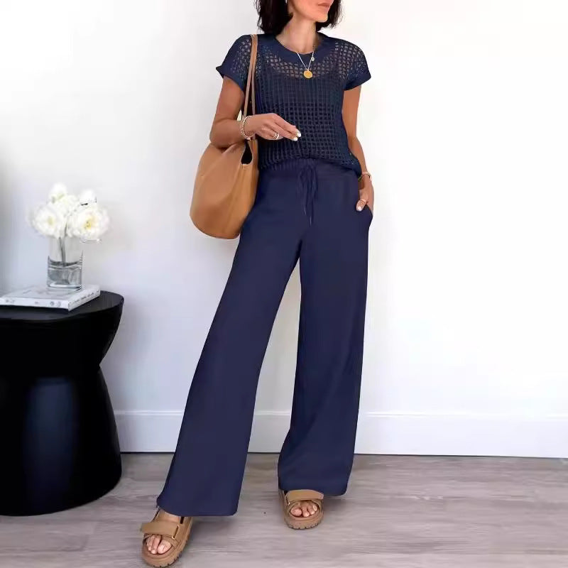 Ladies Casual Tee and Loose Fit Pants Set - Nocini