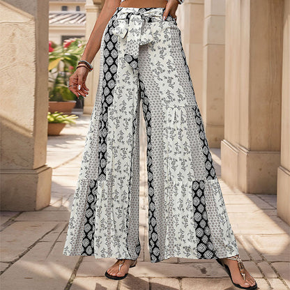 Comfy High Waisted Wide Leg Pants with Elastic Waist