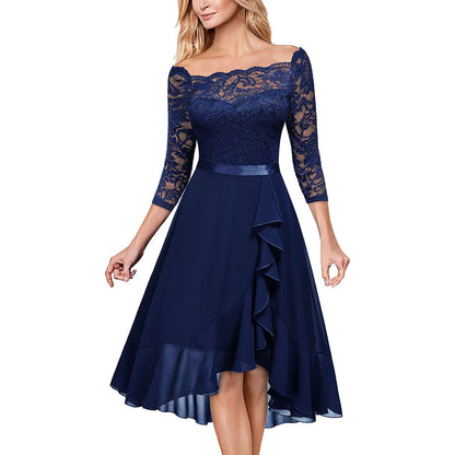 Chic Lace Party Dress for Women - Off Shoulder Style