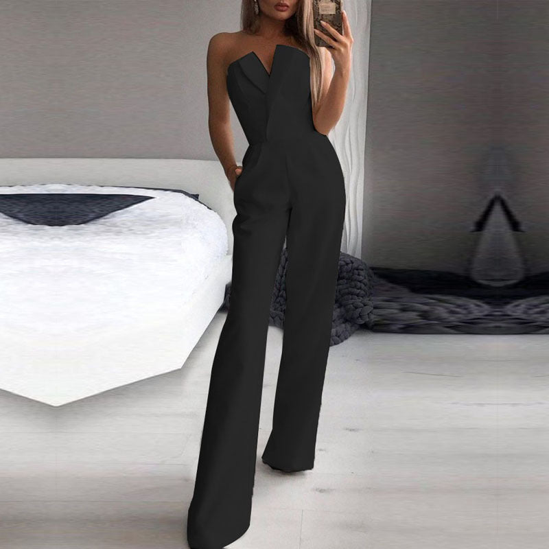 Women's Strapless Wide Leg Jumpsuit Elegant Style - Nocini