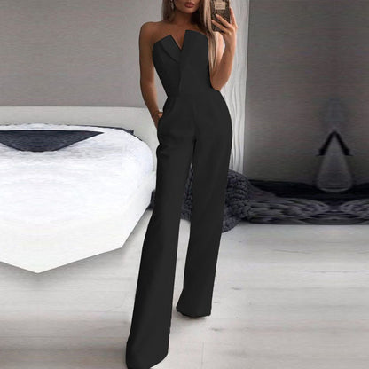 Women's Strapless Wide Leg Jumpsuit Elegant Style - Nocini